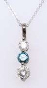 Charming White Gold White & IR Teal Diamond Pendant on Chain