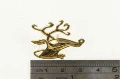 10K Yellow Gold Stylized Reindeer Animal Head Holiday Pin/Brooch