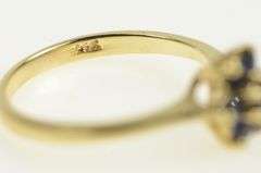 14K Yellow Gold Round Sapphire Flower Cluster Statement Ring