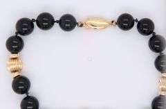 Fantastic Black Onyx and Gold Ball Bead Bracelet