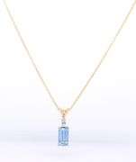 Attractive Yellow Gold Aquamarine and Diamond Pendant on Chain