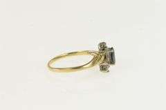 10K Yellow Gold Vintage Oval Sapphire Diamond Accent Bypass Ring