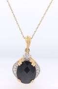 10KT Yellow Gold Oval Garnet Pendant With Chain