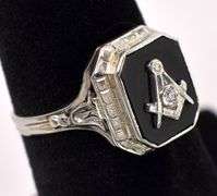 Glorious Mosaic Black Onyx Ring In 18K White Gold