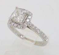 Stunning Princess Cut Halo Diamond Engagement Ring