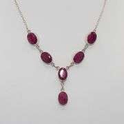 Natural 49.5 Ct Ruby Solid .925 Sterling Silver Necklace