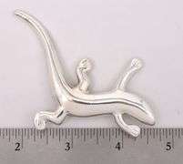Large Lizard Pin In Sterling Silver