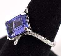 Delightful Tanzanite and Diamond Ring in 18K White Gold