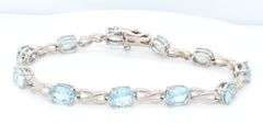 925 Sterling Silver Blue Topaz Link Bracelet