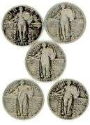 5 Different Standing Liberty Silver Quarters