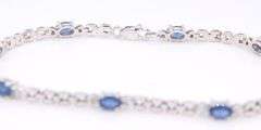 Handsome White Gold Blue Sapphire Link Bracelet