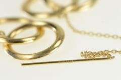 14K Yellow Gold Two Tiered Circle Round Vintage Dangle Chain Earrings