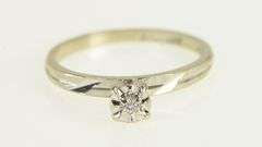 14K White Gold 1940's Diamond Classic Simple Promise Ring