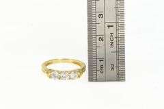 14K Yellow Gold Three Stone Round Cubic Zirconia Wedding Ring