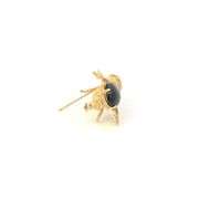 14K Yellow Gold Oval Black Onyx Honey Bumble Bee Vintage Pin/Brooch