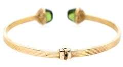 Italian Peridot End Cap Hinged Cuff Bracelet in 14K