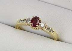 14K Yellow Gold Natural Ruby Diamond Accent Engagement Ring