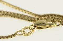 14K Yellow Gold 1.2mm Box Link Square Classic Chain Necklace