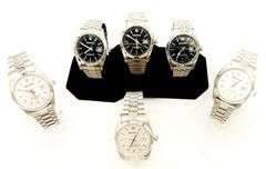 GROUP LOT OF 6x BRAND NEW MEN'S DAY DATE WATCHES- SS AND WATERPROOF