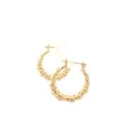 10K Yellow Gold 23.9mm Bamboo Vintage Statement Hoop Earrings