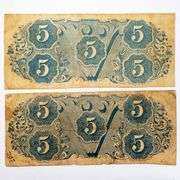 2 X $5 April 6 1863 Series CSA Note