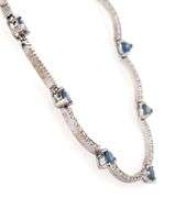 4.00ctw Trillion Cut Sapphire and 0.50ctw Diamond Link Necklace in 14K