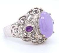 925 Sterling Silver Lavender Jade Ring