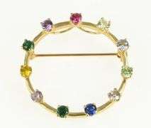 14K Yellow Gold 1960's Round Rainbow Spinel Gemstone Pendant