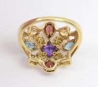 Colorful Geometric Pattern Stone Ring