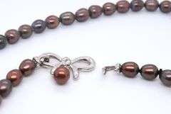 Vintage Pearl Necklace with Bow Clasp