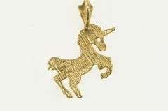 14K Yellow Gold Diamond Cut Unicorn Unique Symbol Charm/Pendant