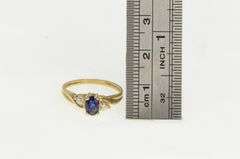 10K Yellow Gold Oval Syn. Sapphire Cubic Zirconia Accent Ring