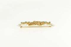 14K Yellow Gold 1960s Baroque Pearl Turquoise Bow Statement Pin/Brooch