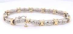 GORGEOUS DIAMOND AND SOLID GOLD X LINK TENNIS BRACELET