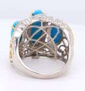 Vintage 25 Sterling Silver 3 Stone Turquoise Ring