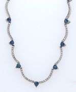 4.00ctw Trillion Cut Sapphire and 0.50ctw Diamond Link Necklace in 14K