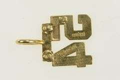 14K Yellow Gold 54 Diamond Cut Number Jersey Sports Charm/Pendant