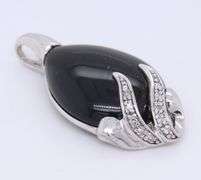 925 Sterling Silver Black Onyx Tear Shaped Pendant