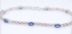 Handsome White Gold Blue Sapphire Link Bracelet