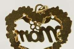 14K Yellow Gold Mom Heart Filigree Mother's Day Love Pendant