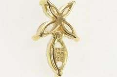 14K Yellow Gold Marquise CZ Butterfly Flower Drop Pendant