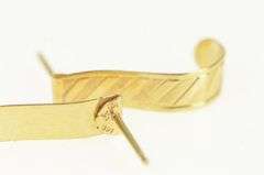 14K Yellow Gold Squared Curved Bar Striped Vintage Statement Earrings