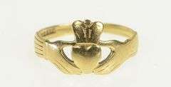 9K Yellow Gold Claddagh Vintage Classic Celtic Loyalty Ring