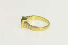 18K Yellow Gold Blue Topaz Diamond Striped Statement Ring