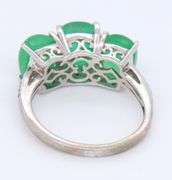 925 Sterling Silver Three Stone Jade Ring