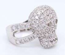 Sterling Silver CZ Skull Ring
