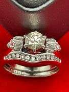 CERTIFIED 14K WHITE GOLD AND DIAMOND WEDDING SET