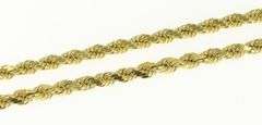14K Yellow Gold 2.5mm Thick Rope Woven Link Vintage Chain Necklace