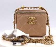 Chanel, Mini Vanity Case, Beige, Leather (Box, Papers, Tag & Dust Bag)