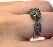 FIERCE BLACK PANTHER 14K WHITE GOLD CHAMPAGNE DIAMOND RING